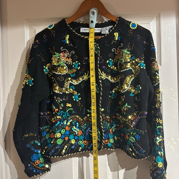 Vintage Michael Simon Year of the Dragon Beaded and Sequined Dragon Sweater. - Picture 12 of 12